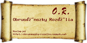 Obrusánszky Rozália névjegykártya